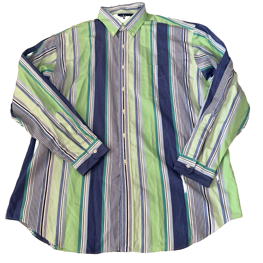 Ralph Lauren Shirt Mens XL BLAKE Two-Ply Cotton Long Sleeve Striped Button Down